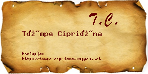 Tömpe Cipriána névjegykártya